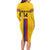 Custom Colombia Football Long Sleeve Bodycon Dress Vamos Los Cafeteros