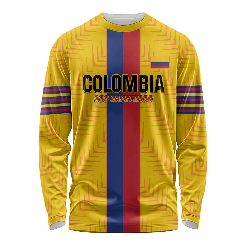 Custom Colombia Football Long Sleeve Shirt Vamos Los Cafeteros