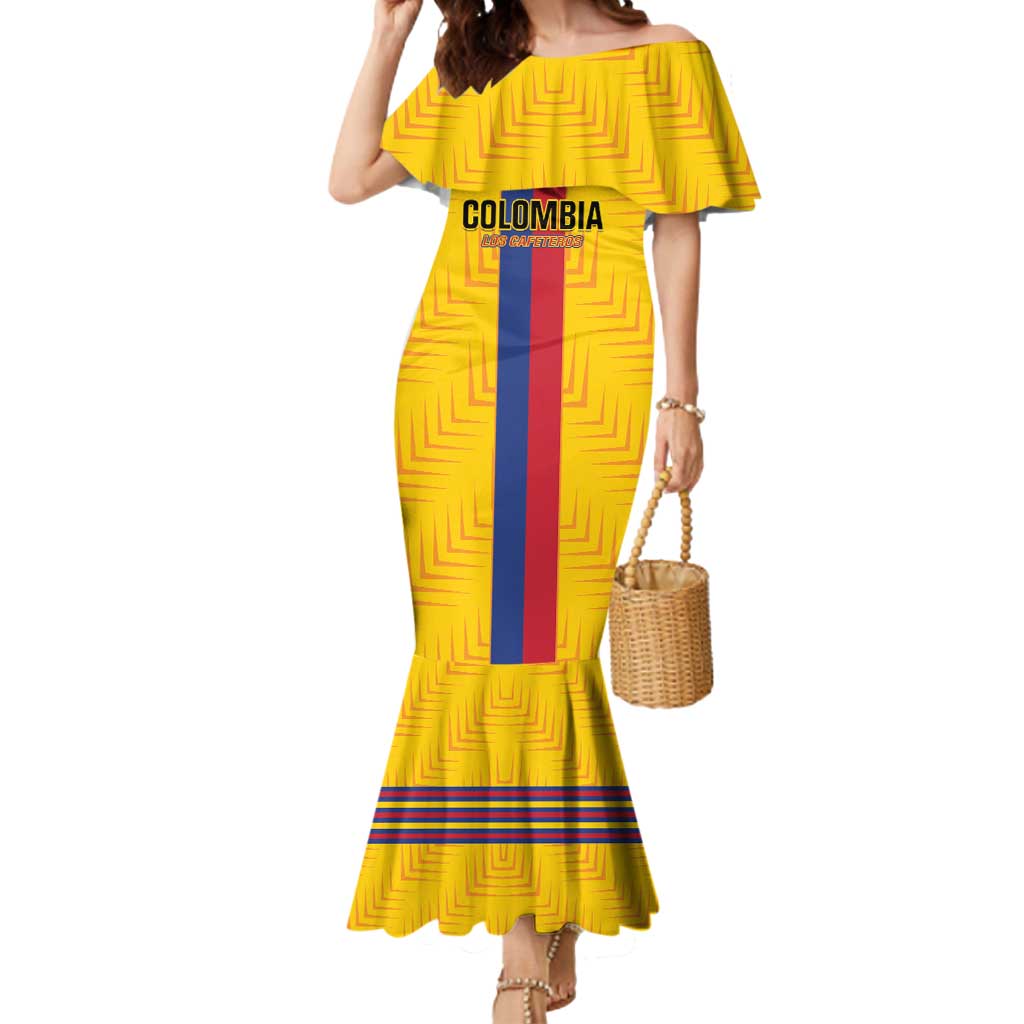 Custom Colombia Football Mermaid Dress Vamos Los Cafeteros