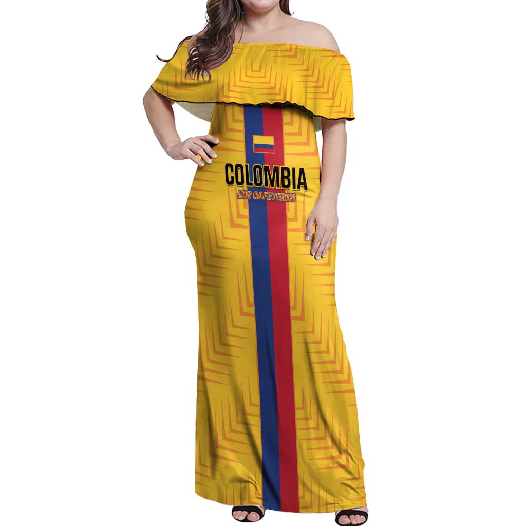 Custom Colombia Football Off Shoulder Maxi Dress Vamos Los Cafeteros