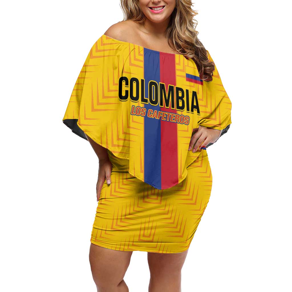 Custom Colombia Football Off Shoulder Short Dress Vamos Los Cafeteros