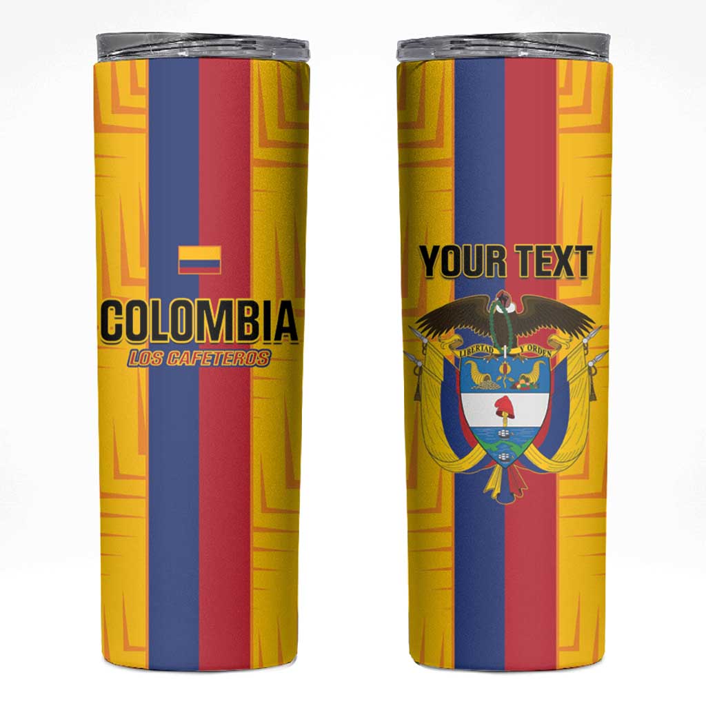 Custom Colombia Football Skinny Tumbler Vamos Los Cafeteros