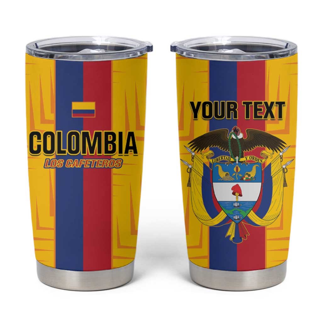 Custom Colombia Football Tumbler Cup Vamos Los Cafeteros