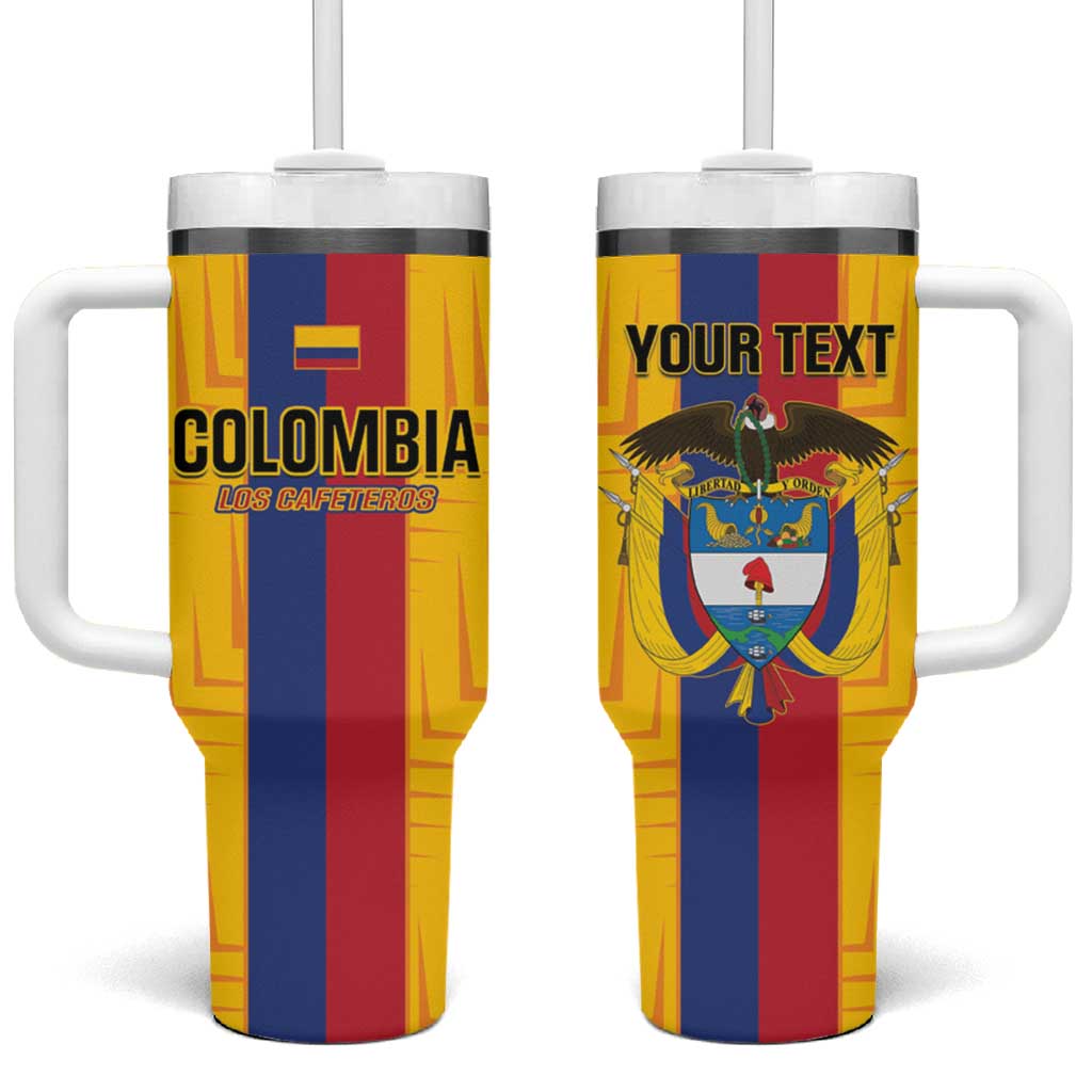 Custom Colombia Football Tumbler With Handle Vamos Los Cafeteros