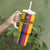 Custom Colombia Football Tumbler With Handle Vamos Los Cafeteros