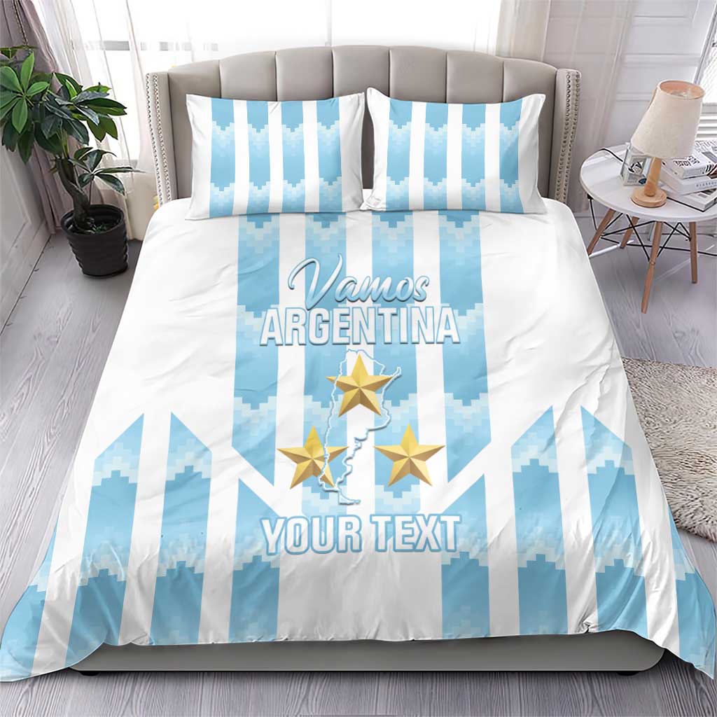 Argentina football bedding set: blue striped duvet and pillows with gold stars