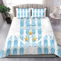 Argentina football bedding set: blue striped duvet and pillows with gold stars