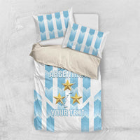 Argentina football bedding set: folded duvet with blue stripes and gold star design