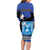 Personalised Israel Independence Day Family Matching Long Sleeve Bodycon Dress and Hawaiian Shirt Menorah With Cyclamen Persicum Grunge - Wonder Print Shop