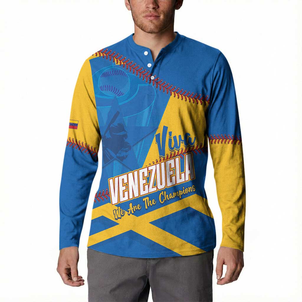 Baseball Venezuela 2026 Custom Button Sweatshirt 1st Champions Proud Blue Version