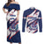 Custom Dominican Republic Football Couples Matching Off Shoulder Maxi Dress and Long Sleeve Button Shirt Los Quisqueyanos Crack Style