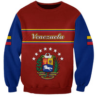 Red and blue unisex sweatshirt with Venezuela coat-of-arms graphic on front