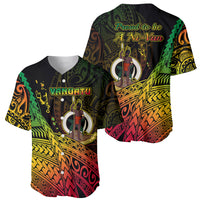 Black baseball jersey with Vanuatu emblem and Pride to be A Ni-Van text, short sleeves