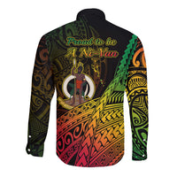 Black long-sleeve button shirt with back text Proud to be A Ni-Van and emblem
