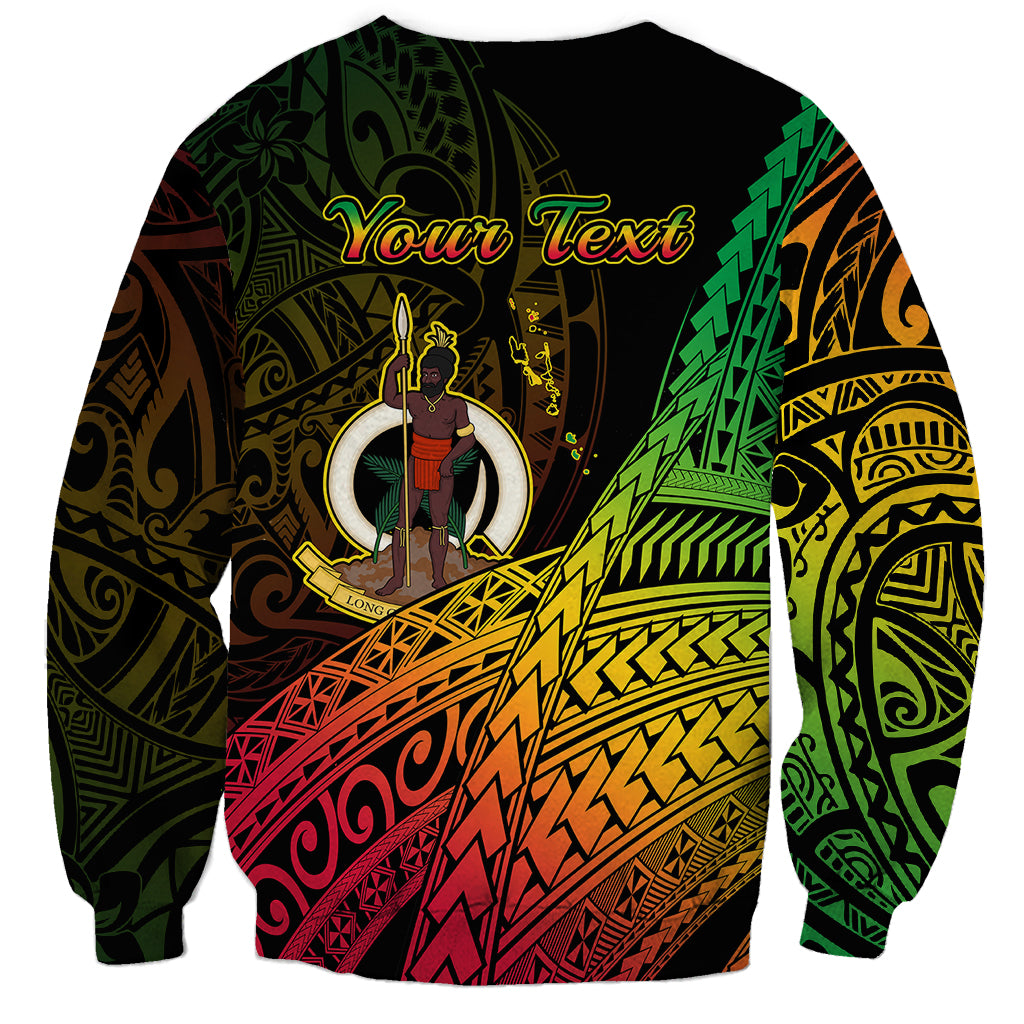 Black unisex sweatshirt with Your Text area and central Vanuatu figure artwork