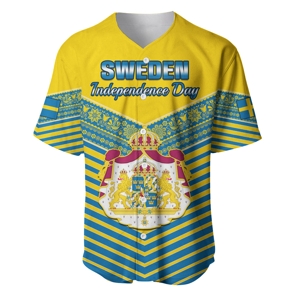 Sweden Baseball Jersey Swedish Independence Day Scandinavia Pattern - Wonder Print Shop