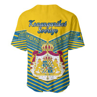 Yellow and blue baseball jersey with V-neck, striped sleeves and Konungariket Sverige back