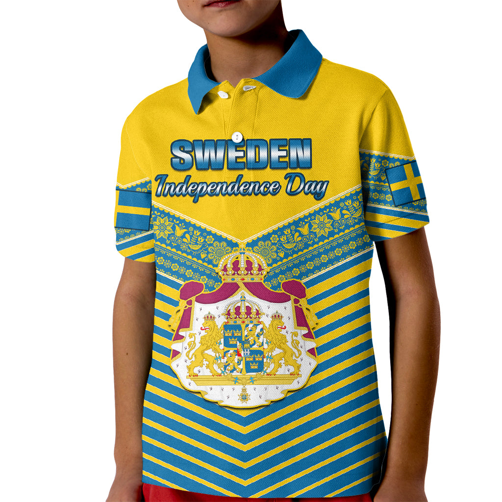 Sweden Kid Polo Shirt Swedish Independence Day Scandinavia Pattern - Wonder Print Shop