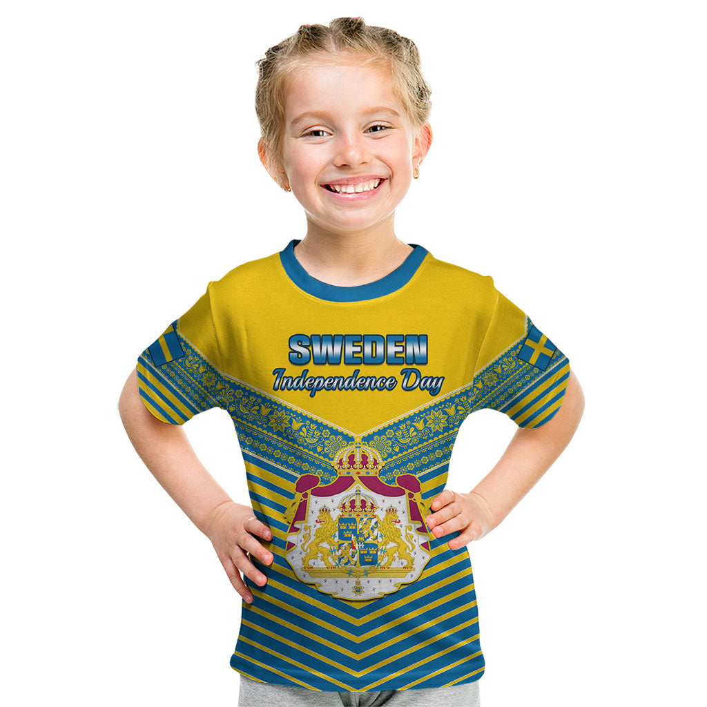 Sweden Kid T Shirt Swedish Independence Day Scandinavia Pattern - Wonder Print Shop