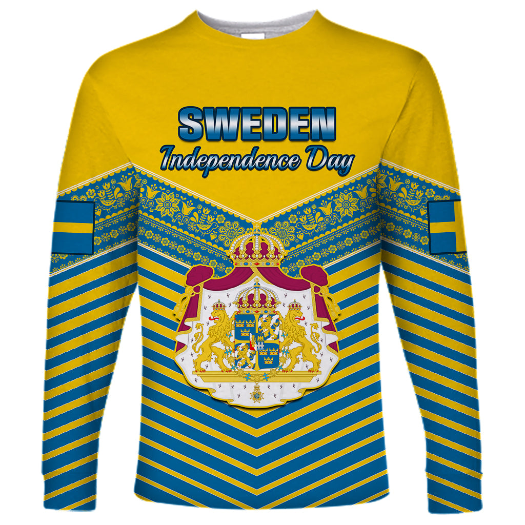 Sweden Long Sleeve Shirt Swedish Independence Day Scandinavia Pattern - Wonder Print Shop