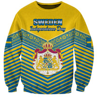 Unisex yellow sweatshirt with Sweden Independence Day graphic and royal crest