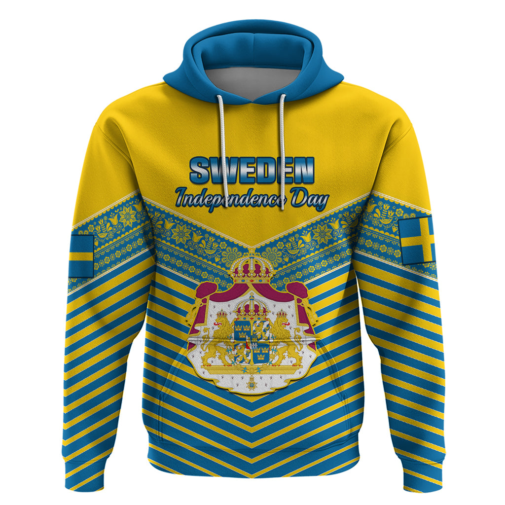 Personalised Sweden Hoodie Swedish Independence Day Scandinavia Pattern - Wonder Print Shop