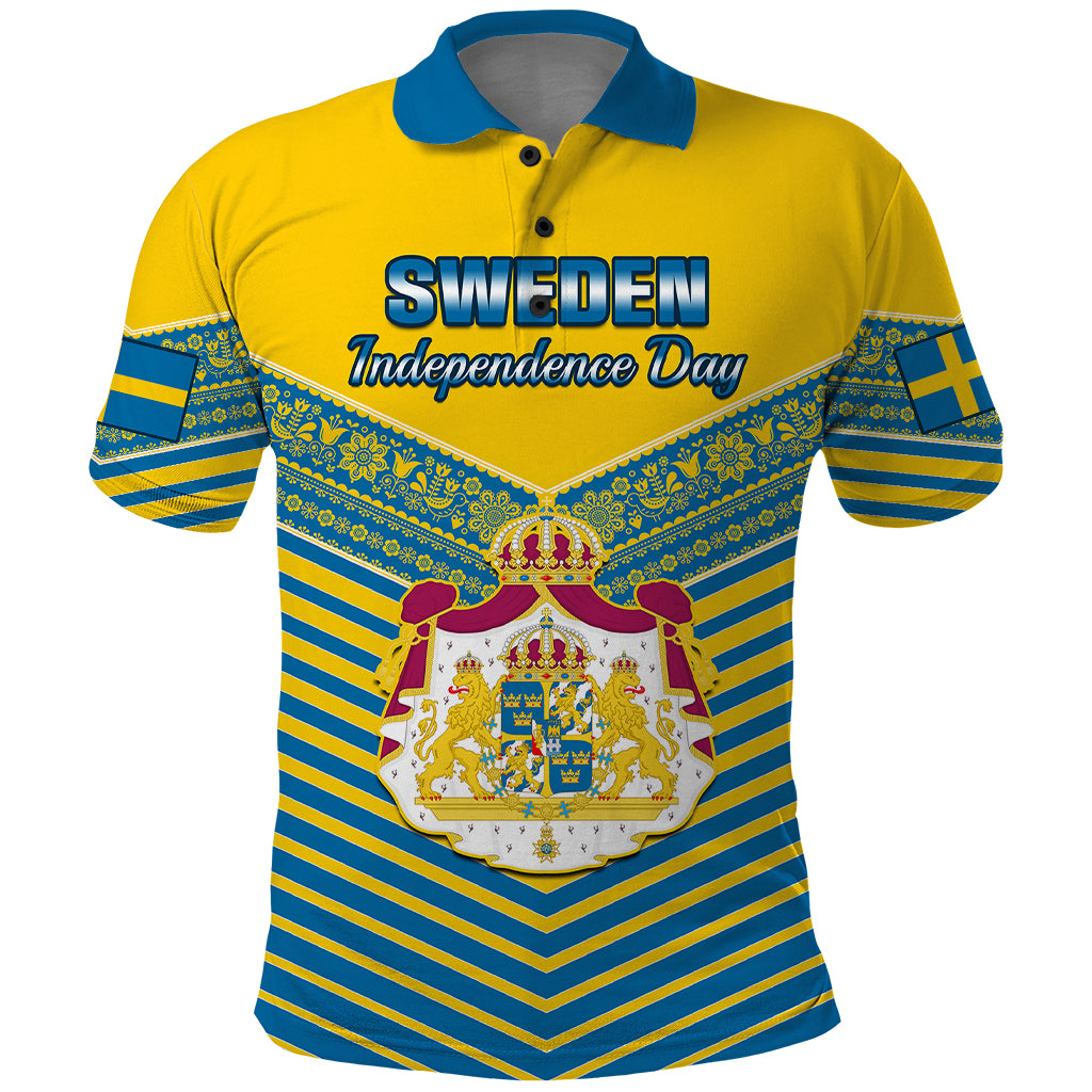 personalised-sweden-polo-shirt-swedish-independence-day-scandinavia-pattern