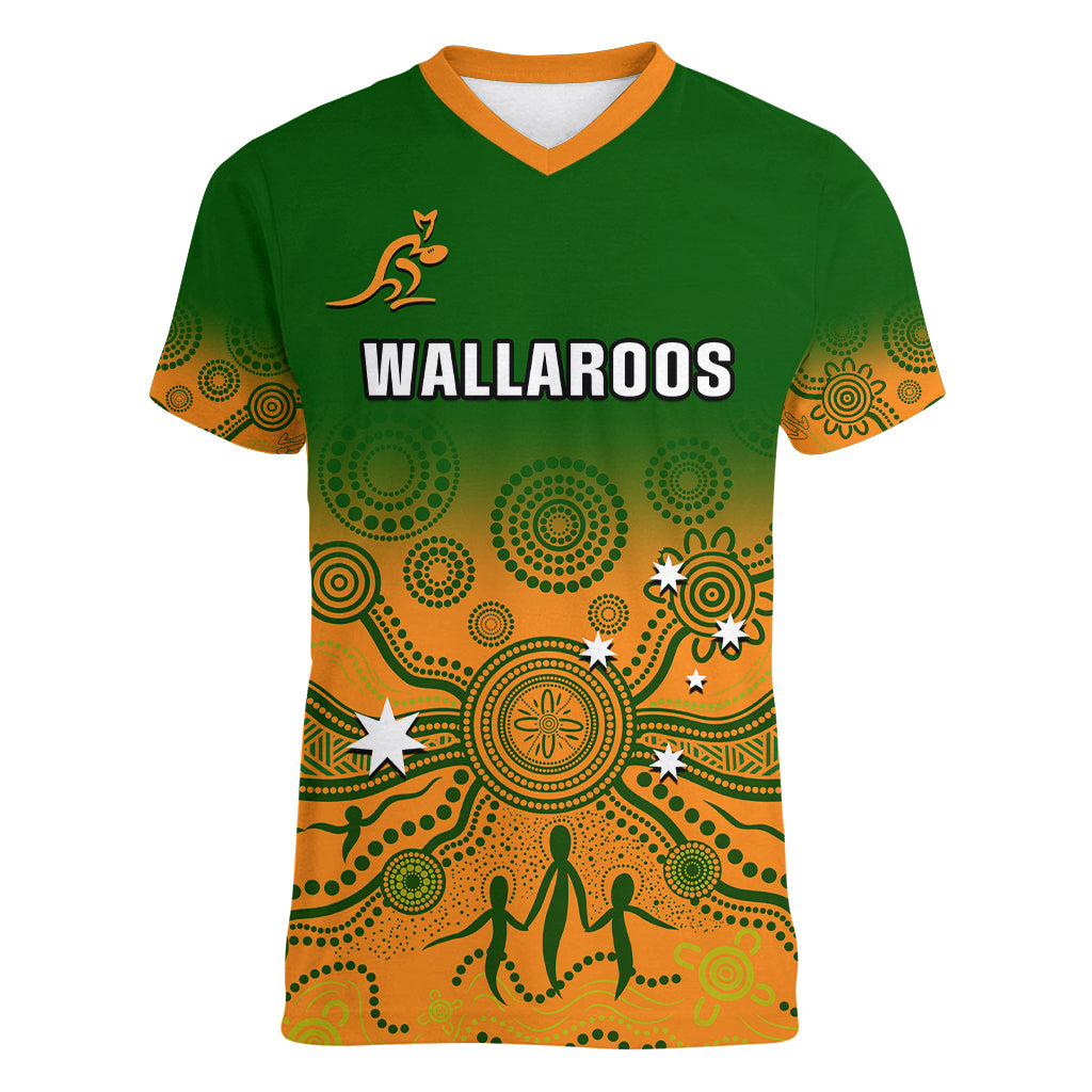 personalised-australia-rugby-women-v-neck-t-shirt-go-wallaroos-pacific-indigenous-version-2023