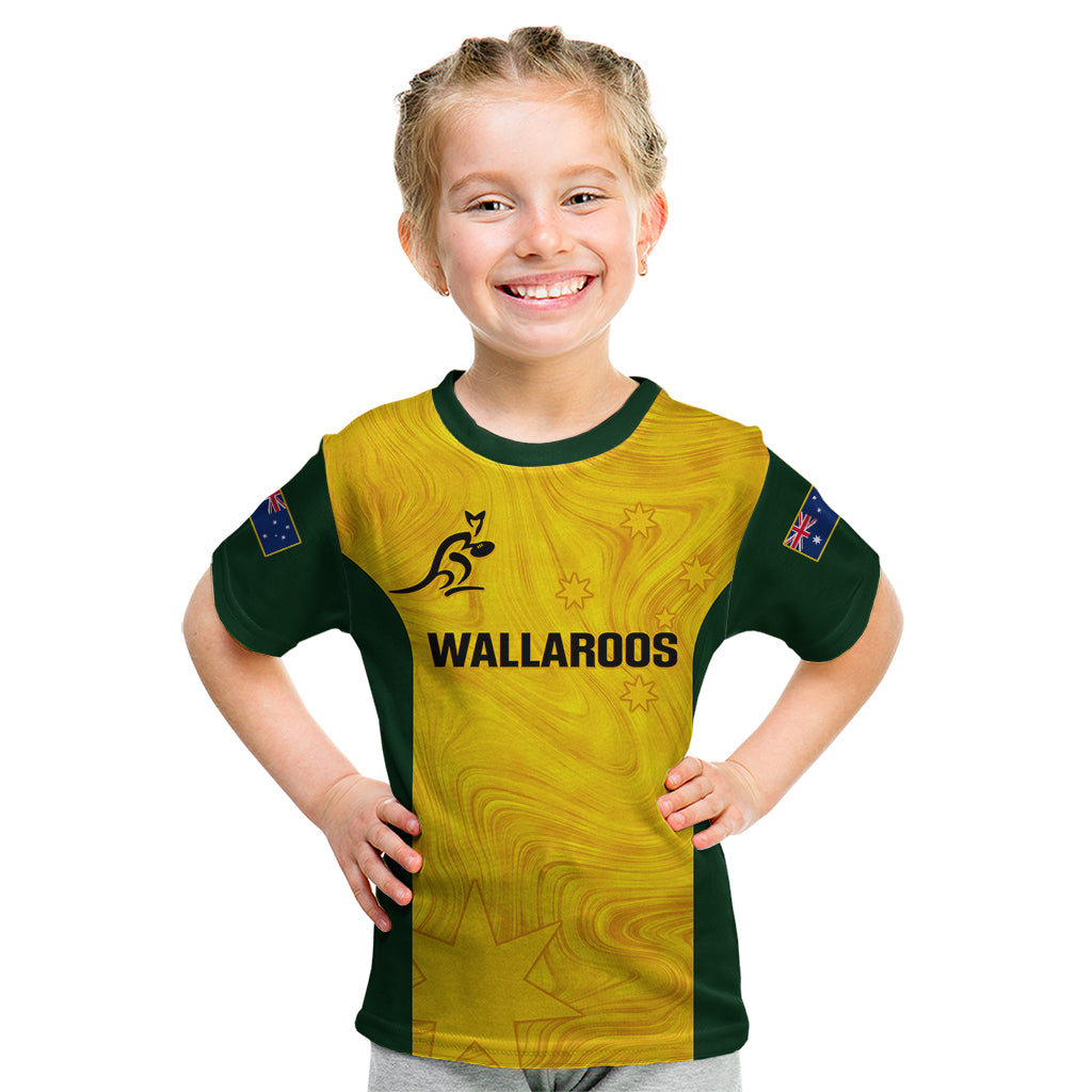 Personalised Australia Rugby Kid T Shirt Go Wallaroos Pacific Simple Version 2023 - Wonder Print Shop