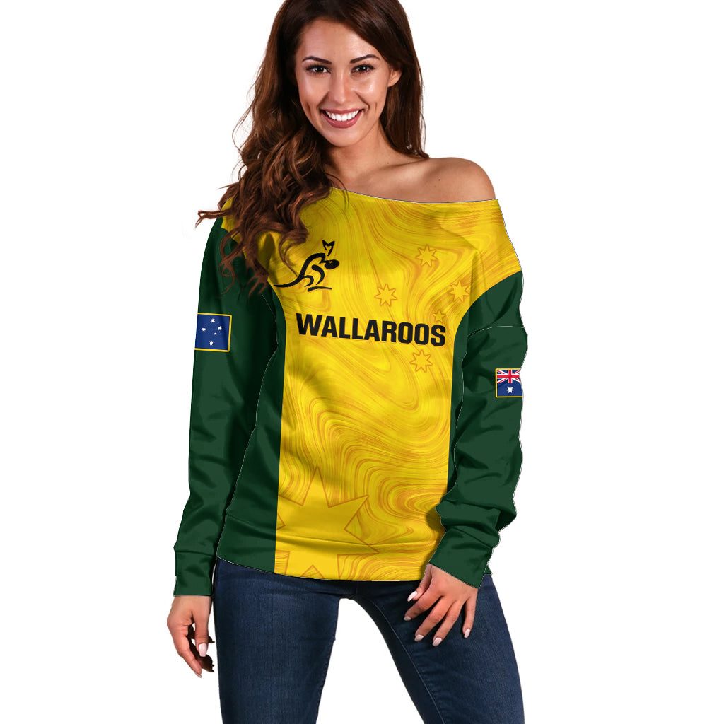 Personalised Australia Rugby Off Shoulder Sweater Go Wallaroos Pacific Simple Version 2023 - Wonder Print Shop