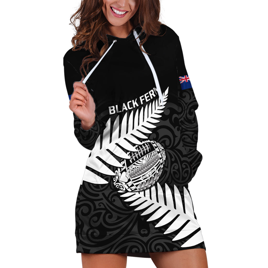 Aotearoa Rugby Hoodie Dress Go Black Fern Pacific NZ Maori 2023 - Wonder Print Shop