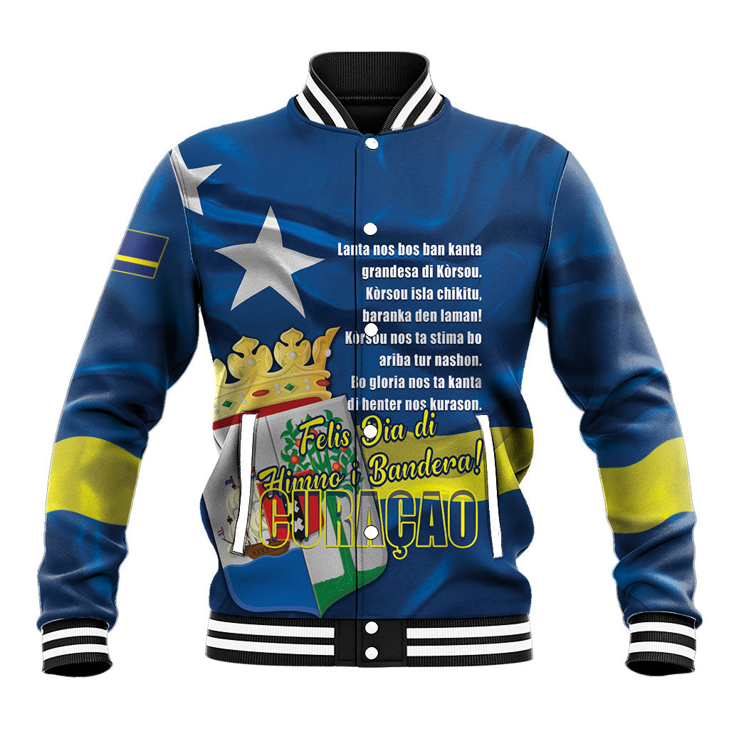 Personalized Curacao Flag Day Baseball Jacket Felis Dia di Himno i Bandera