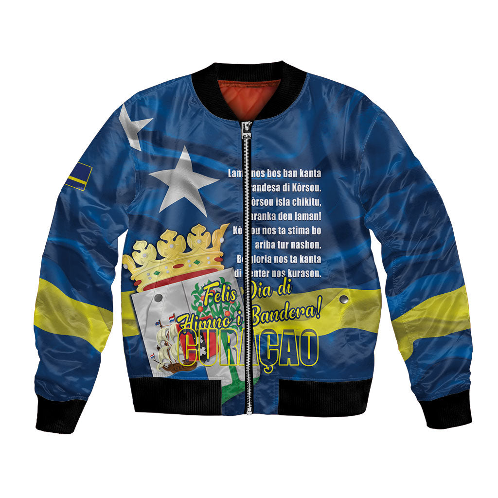 Personalized Curacao Flag Day Bomber Jacket Felis Dia di Himno i Bandera