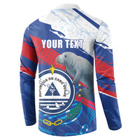 Personalized Cape Verde Independence Day Button Sweatshirt 51st Anniversary Manatee Coat Of Arms