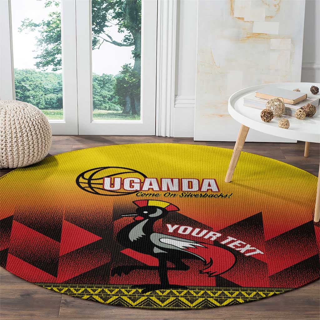Uganda Basketball Custom Round Carpet Come On Silverbacks African Pattern - Wonder Print Shop
