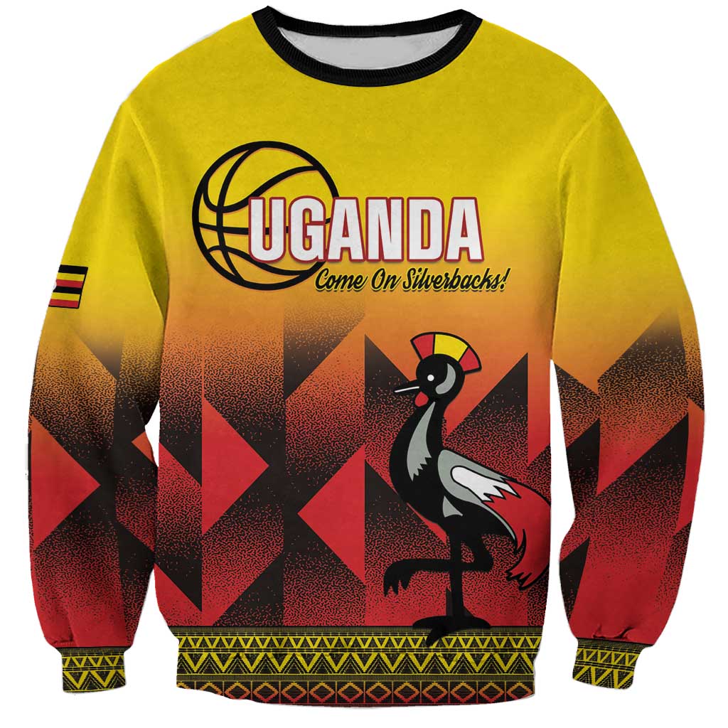Uganda Basketball Custom Sweatshirt Come On Silverbacks African Pattern - Wonder Print Shop