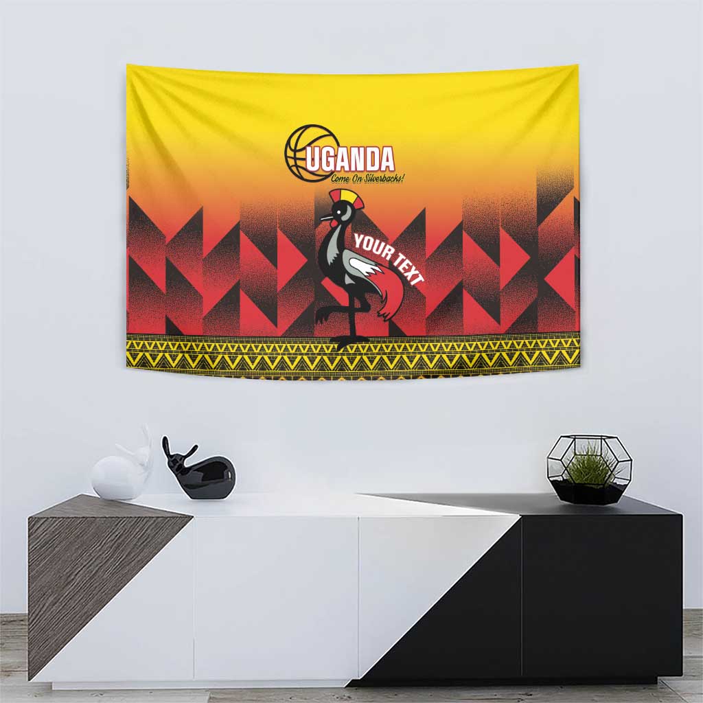 Uganda Basketball Custom Tapestry Come On Silverbacks African Pattern - Wonder Print Shop