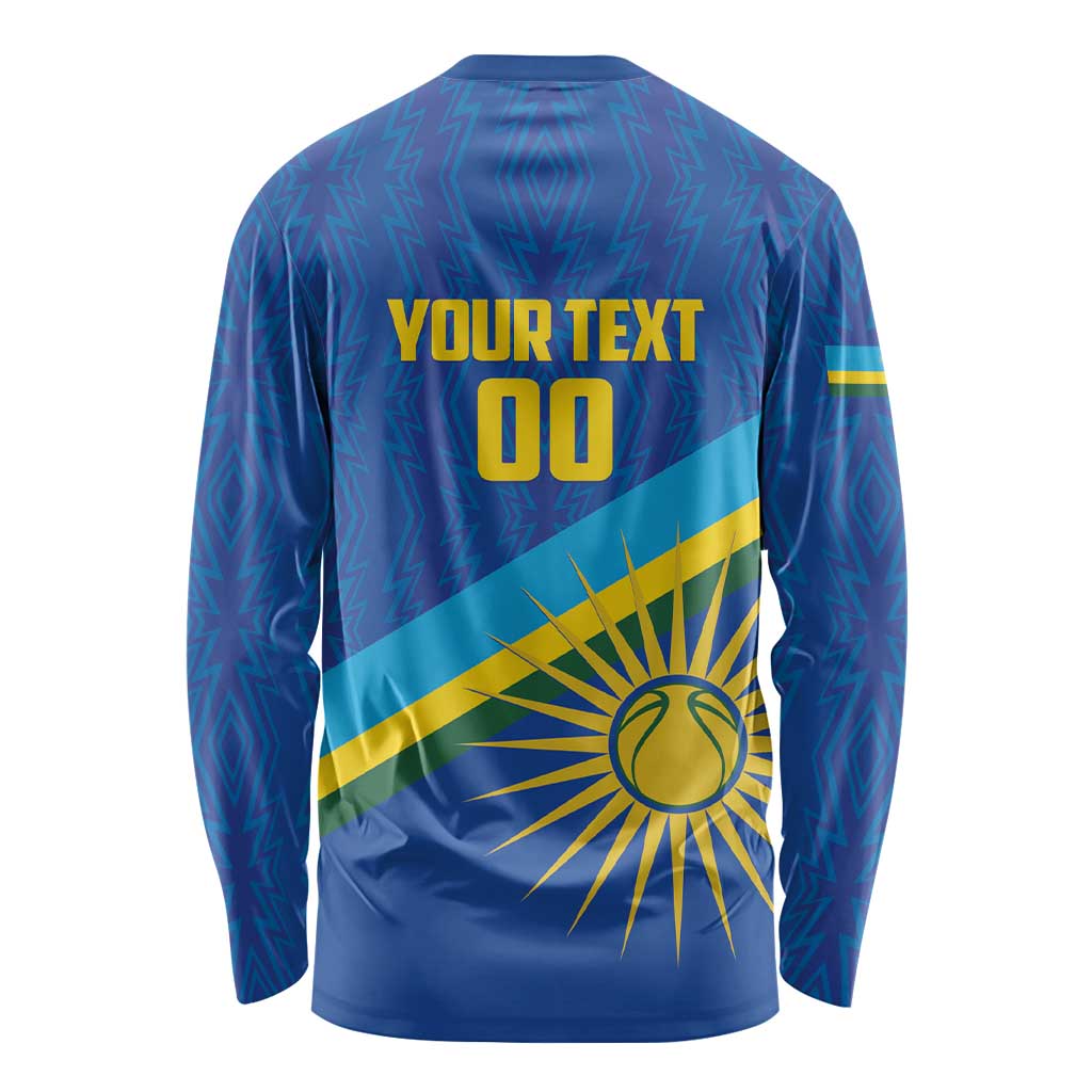 Rwanda Basketball Custom Long Sleeve Shirt Go Champions Imigongo Folk Pattern - Wonder Print Shop