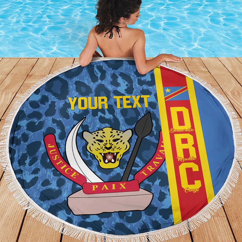 DR Congo Basketball Custom Beach Blanket Come On Leopards Skin Pattern - Wonder Print Shop