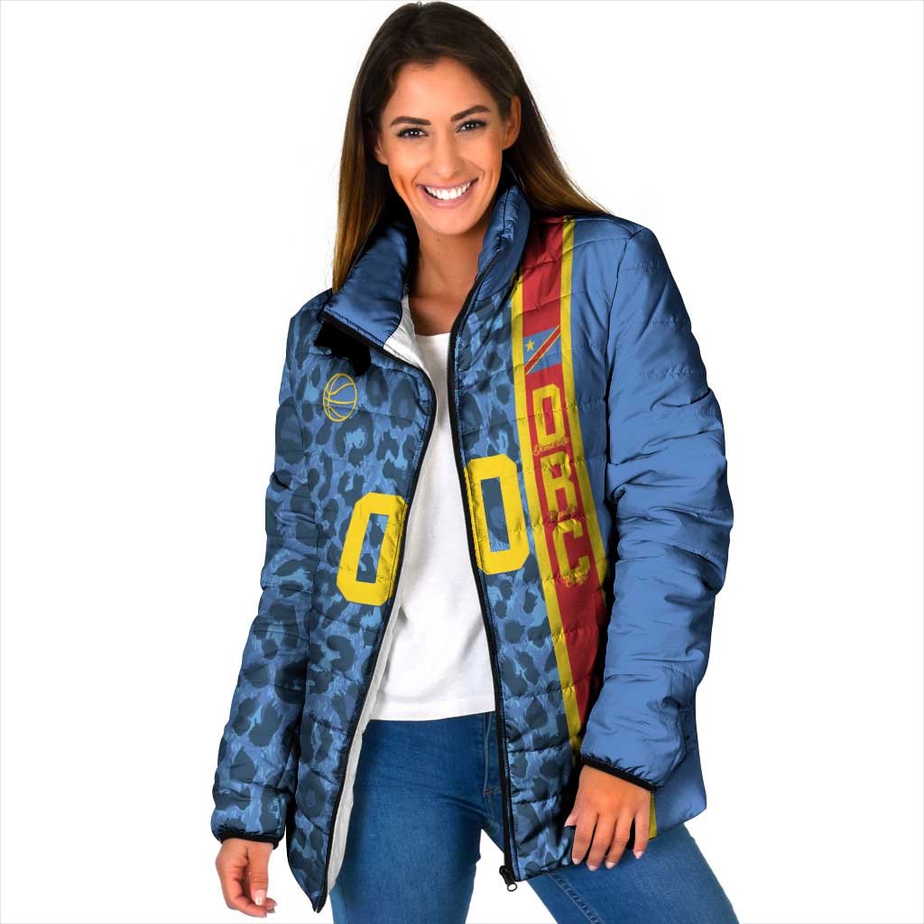 DR Congo Basketball Custom Padded Jacket Come On Leopards Skin Pattern - Wonder Print Shop