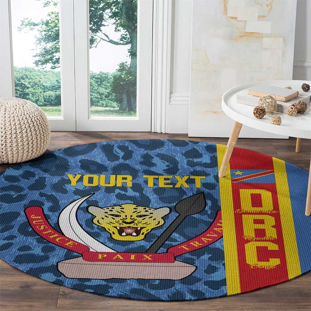 DR Congo Basketball Custom Round Carpet Come On Leopards Skin Pattern - Wonder Print Shop