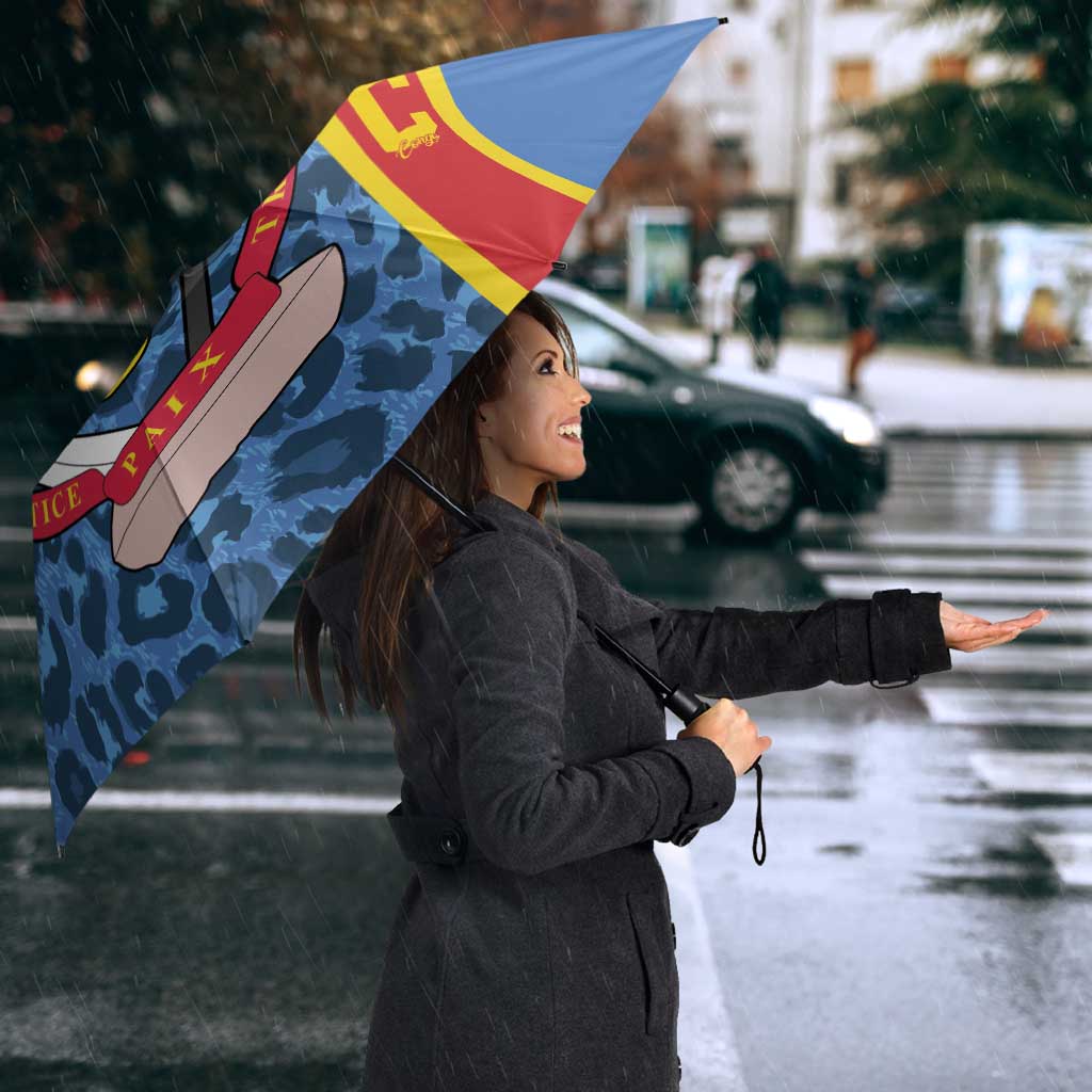 DR Congo Basketball Custom Umbrella Come On Leopards Skin Pattern - Wonder Print Shop