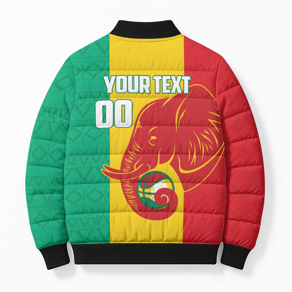 Guinea Basketball Custom Bomber Puffer Jacket Syli Nationale African Pattern - Wonder Print Shop