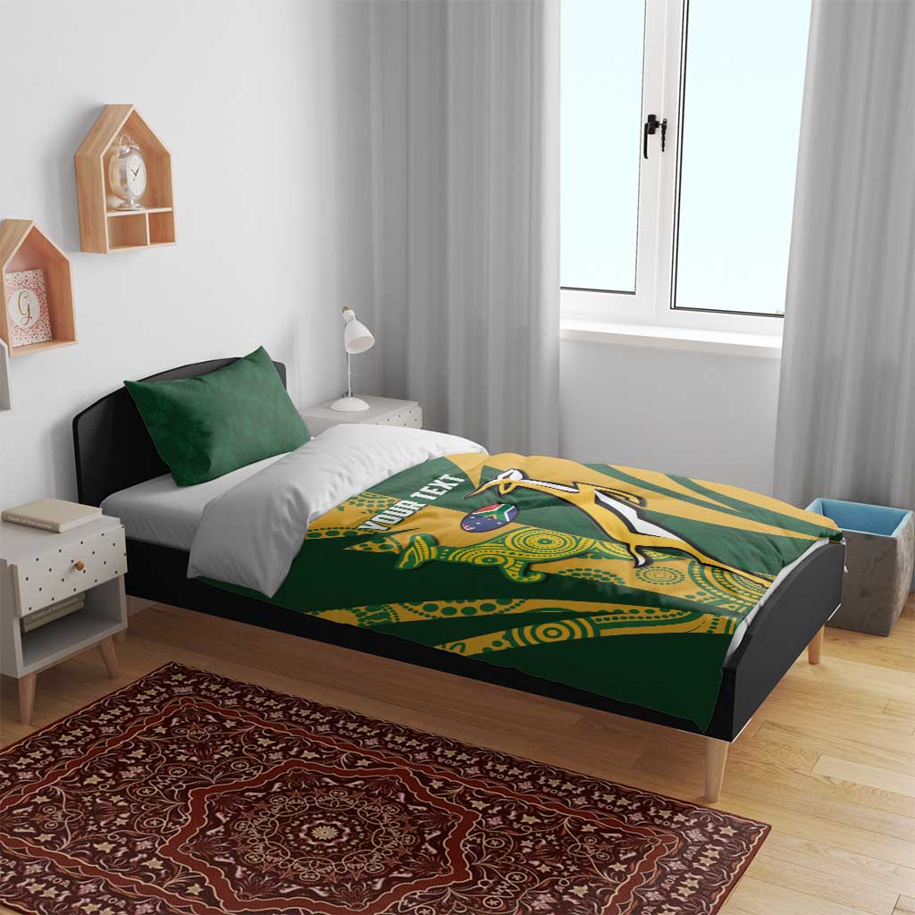 South Africa Australia Rugby Custom Bedding Set Springboks Wallabies Together - Wonder Print Shop