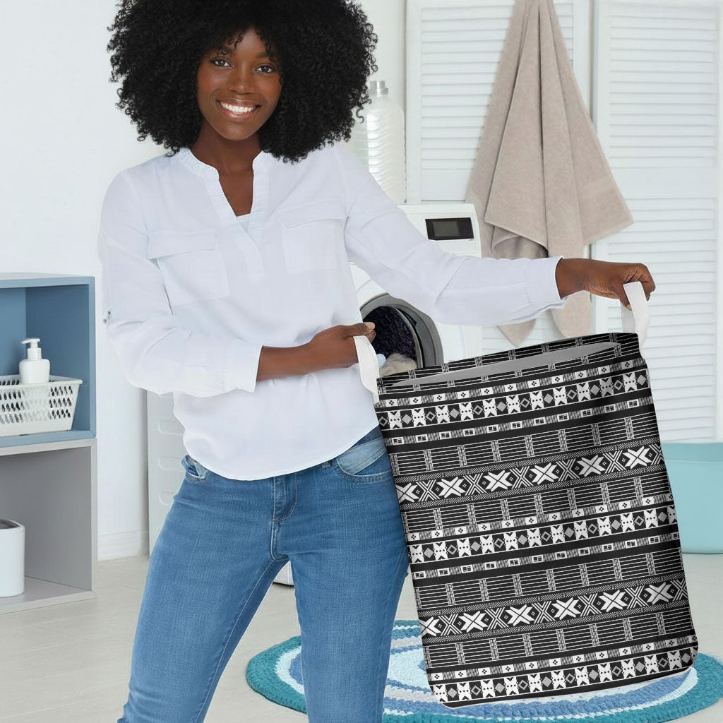Pano De Terra Motifs Cabo Verde Laundry Basket Black Color