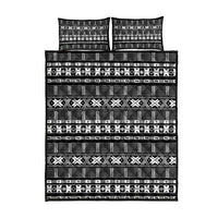 Pano De Terra Motifs Cabo Verde Quilt Bed Set Black Color