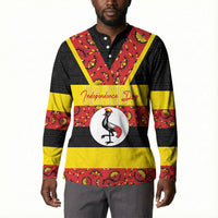 Personalized Uganda Independence Day Button Sweatshirt Ugandan Kitenge African Pattern
