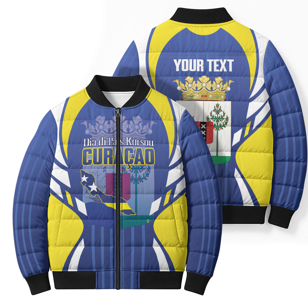 Personalized Curacao Day Bomber Puffer Jacket Dia di Pais Korsou