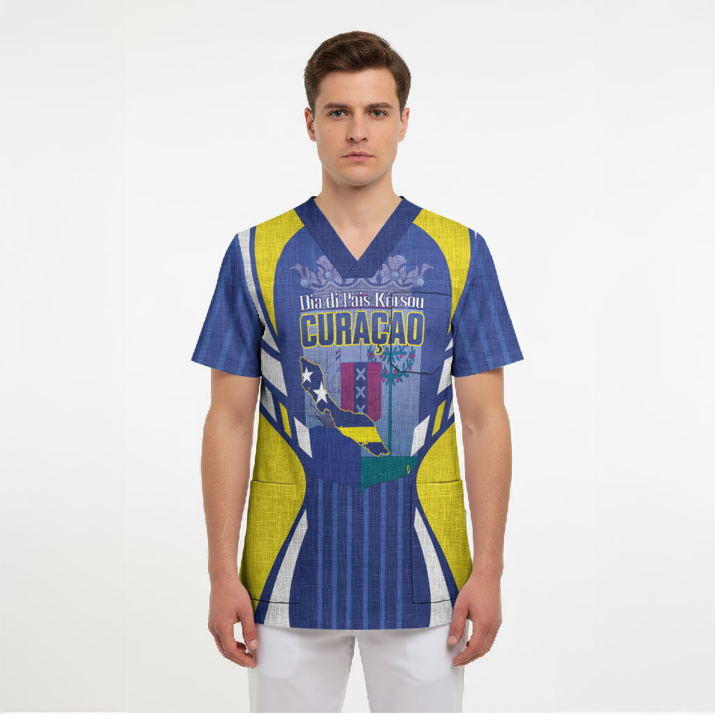 Personalized Curacao Day Scrub Top Dia di Pais Korsou