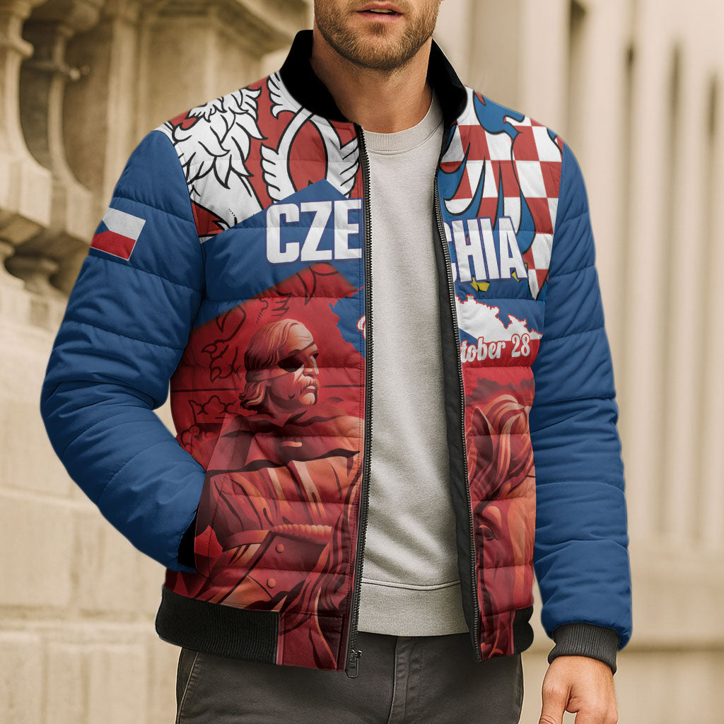 Personalized Czech Independence Day Bomber Puffer Jacket October 28 Vitkov National Monument